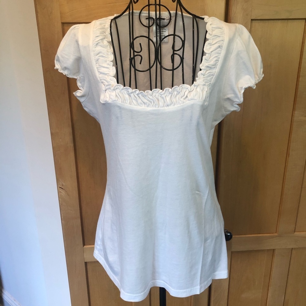 Rocker Girl White Cotton Boho Chic Poet Top Jr Large